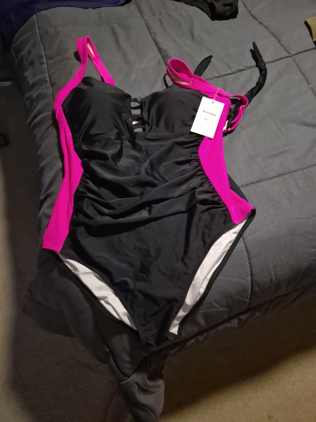 Zonsaoja Black and Hot Pink One-Piece Swimsuit - photo 2