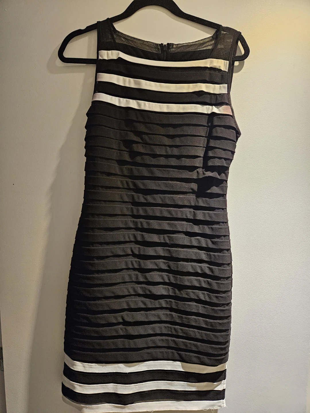 Black and white layered sleeveless dress
