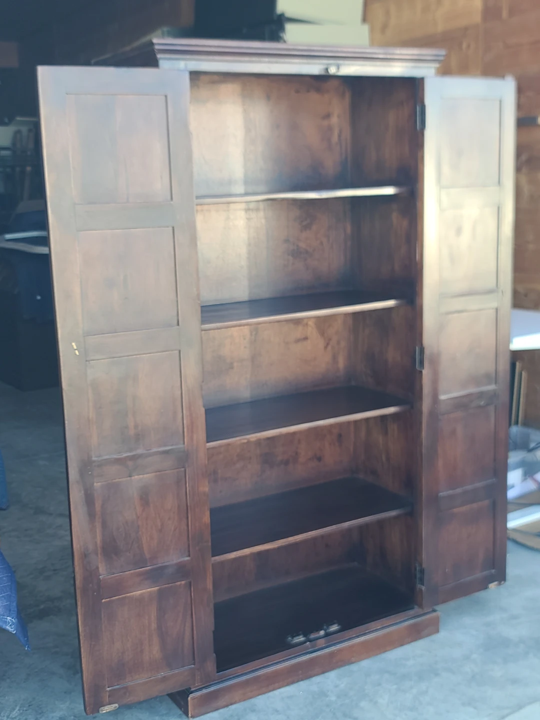 Dark Brown Wood Paneled Armoire Cabinet - photo 5