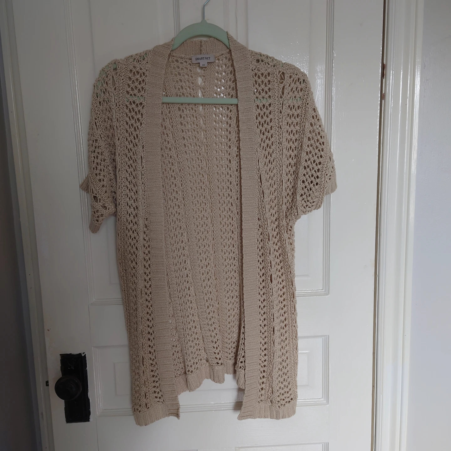 Smart Set Beige Crochet Cardigan