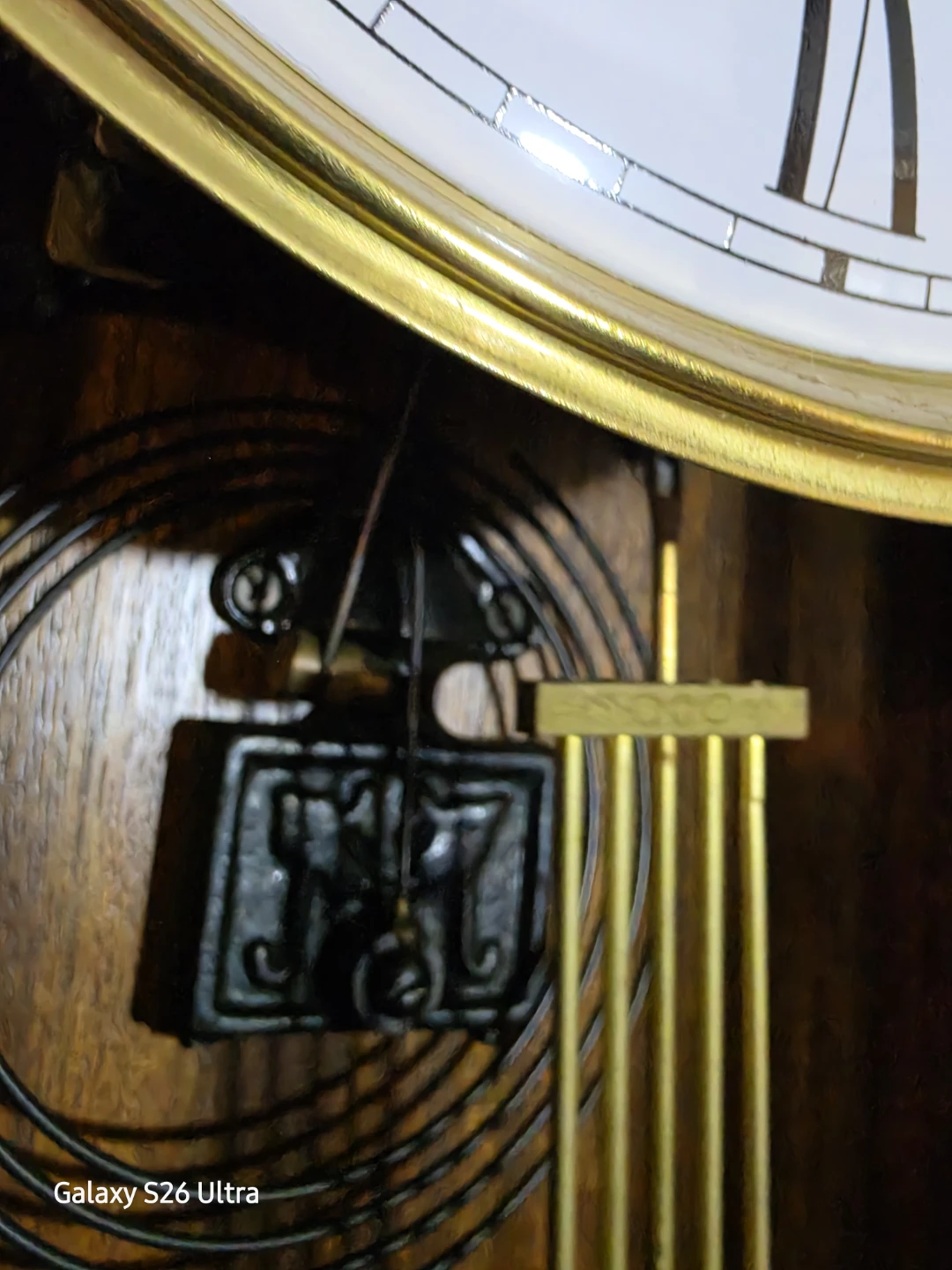 Vintage Rectangular Wall Clock Analog Roman Numerals Pendulum - photo 3