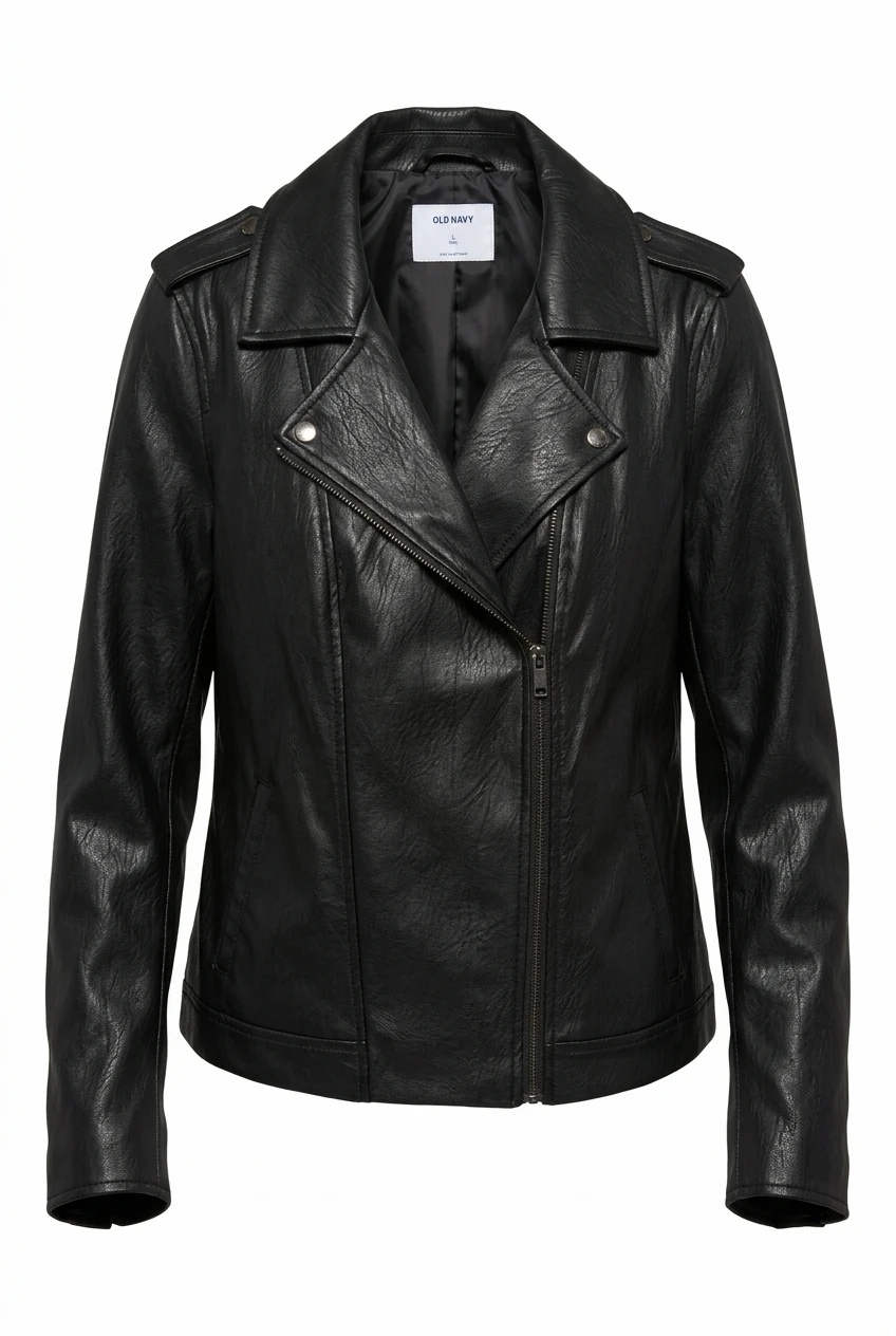 Old Navy Black Faux Leather Motorcycle Jacket
