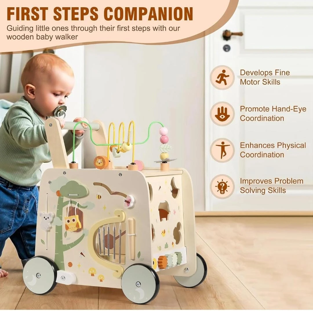 Pithfor Wooden Activity Cube Push Walker - photo 3
