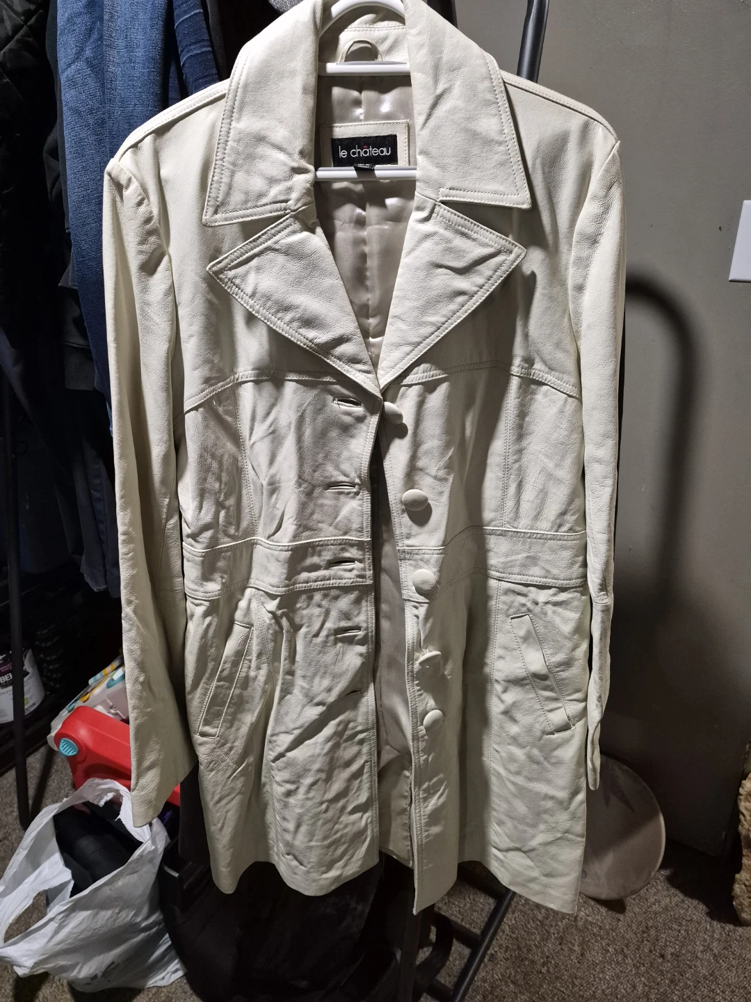 Le Château Cream Leather Coat