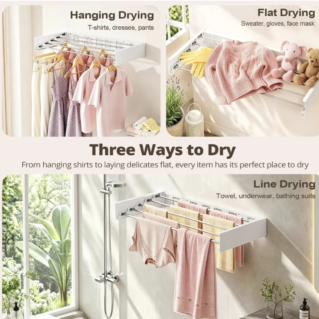 Foldable Wall Mounted Drying Rack 32" - photo 3