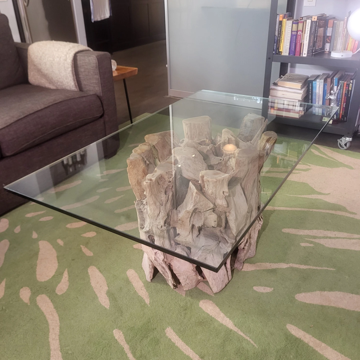 Crate & Barrel Driftwood Coffee Table – Sculptural Wood Base - photo 4