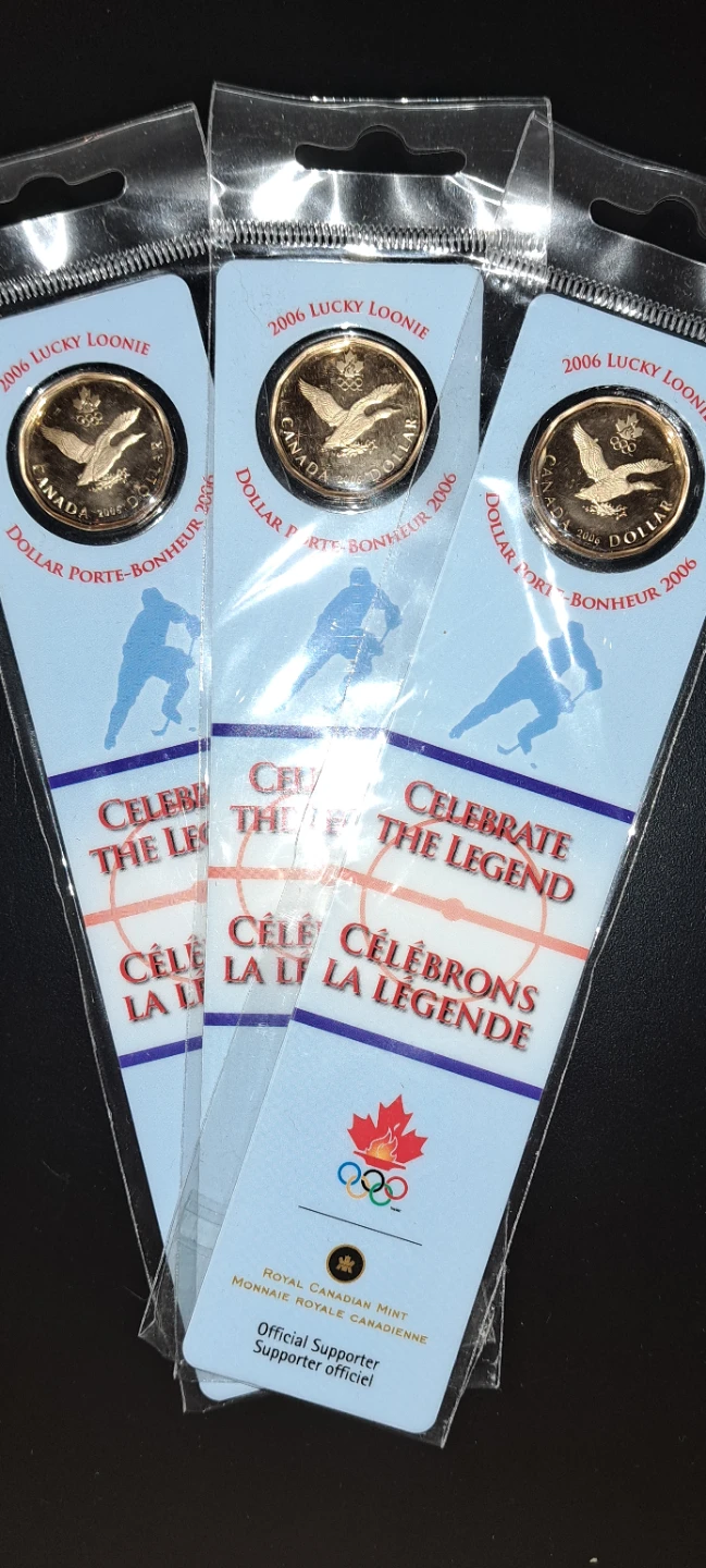 3 x 2006 Lucky Loonie Coins Royal Canadian Mint, Bookmarks!! - photo 2