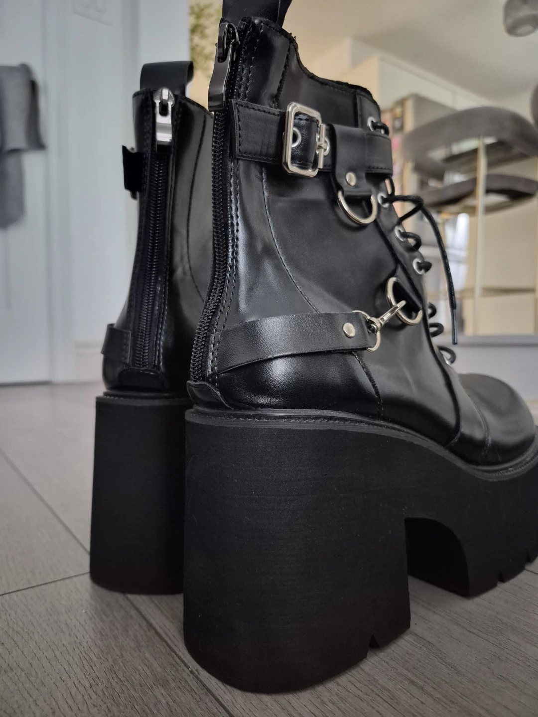 🏉🏈Black Platform Combat Boots - photo 3