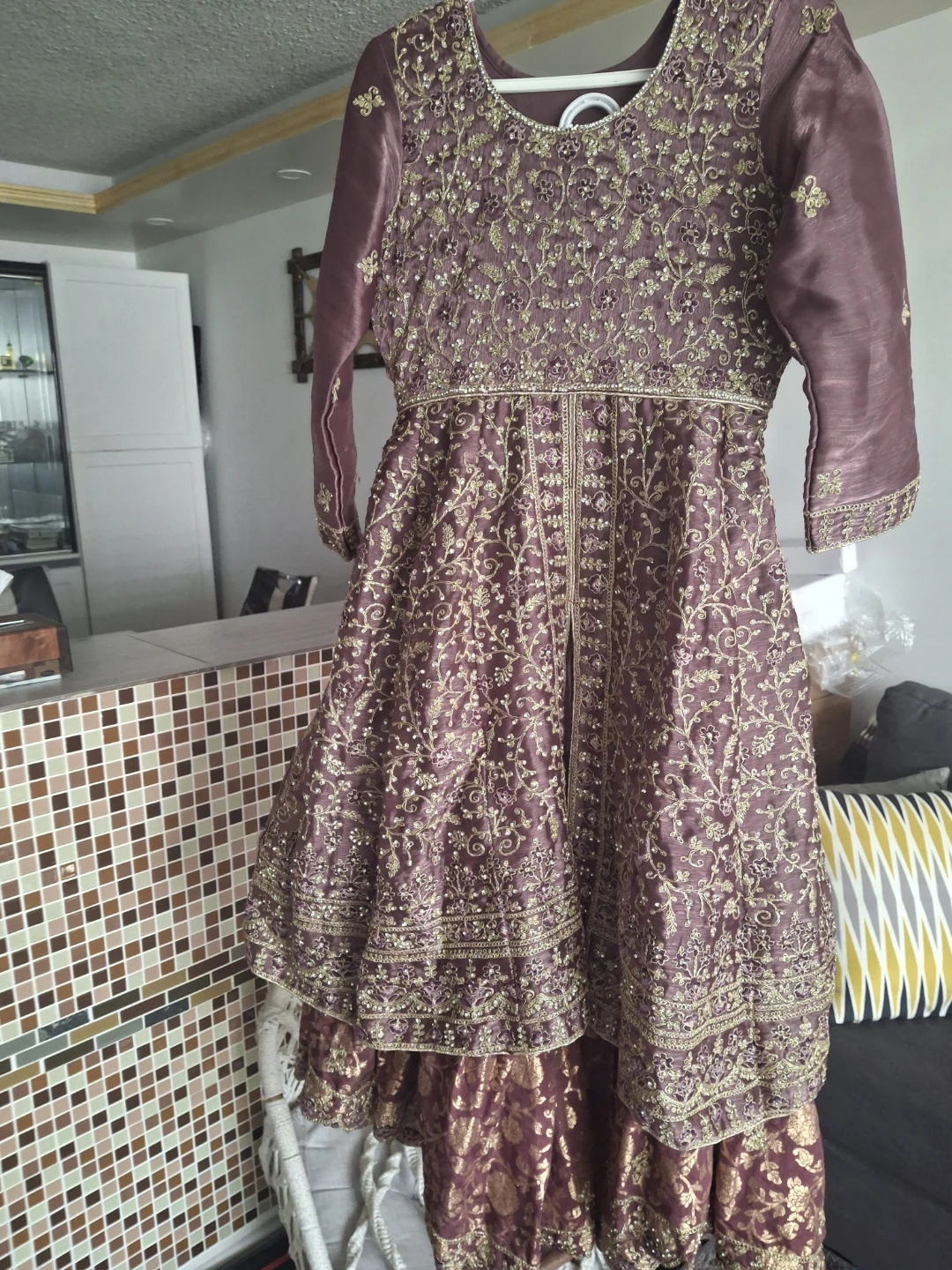 Embroidered mauve ethnic outfit set 🏈 - photo 2