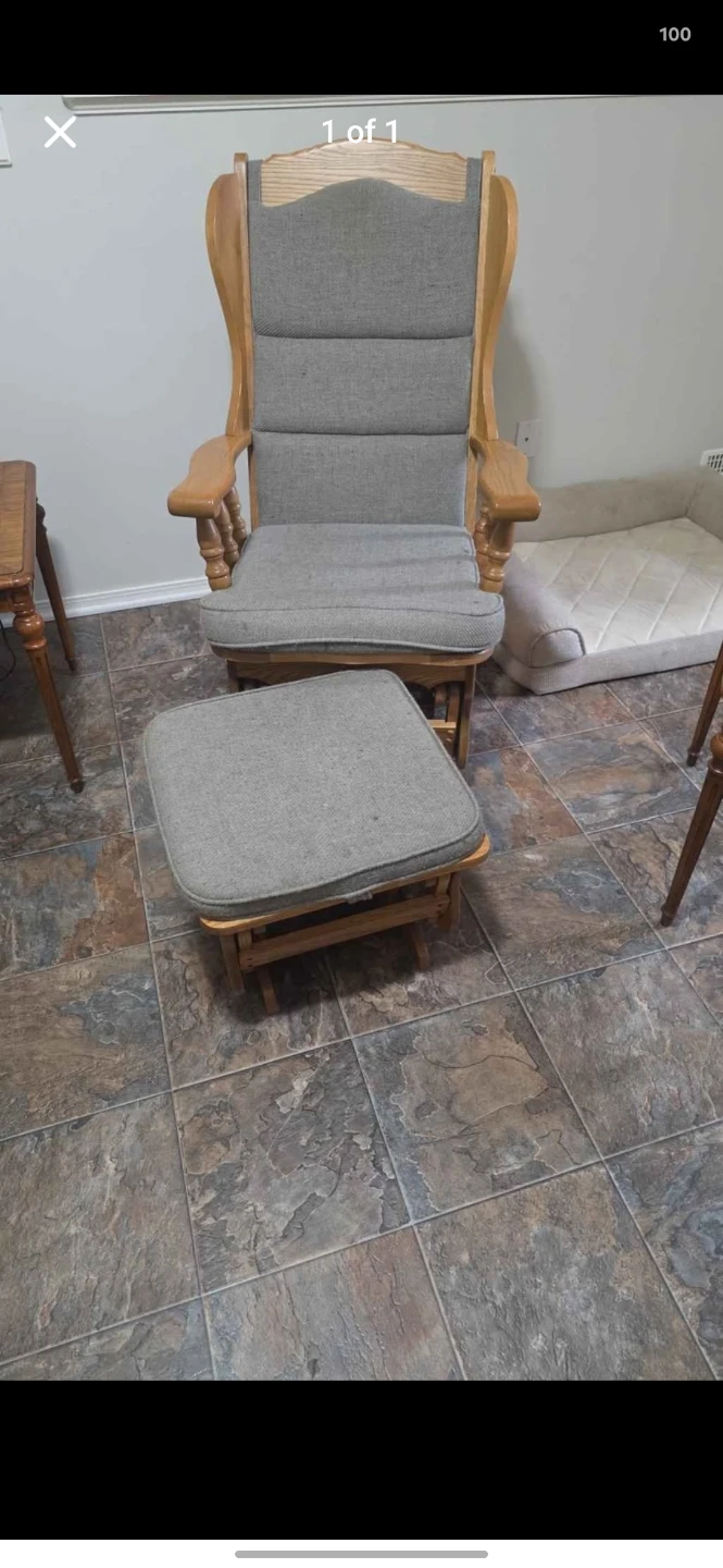 Oak Glider Rocker with Matching Ottoman