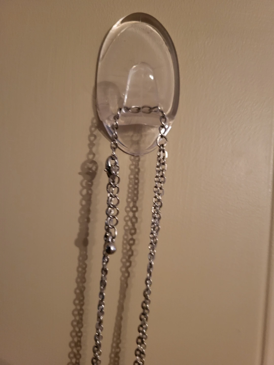 Long Silver Chain Necklace with Faux Pearl Clusters - photo 4