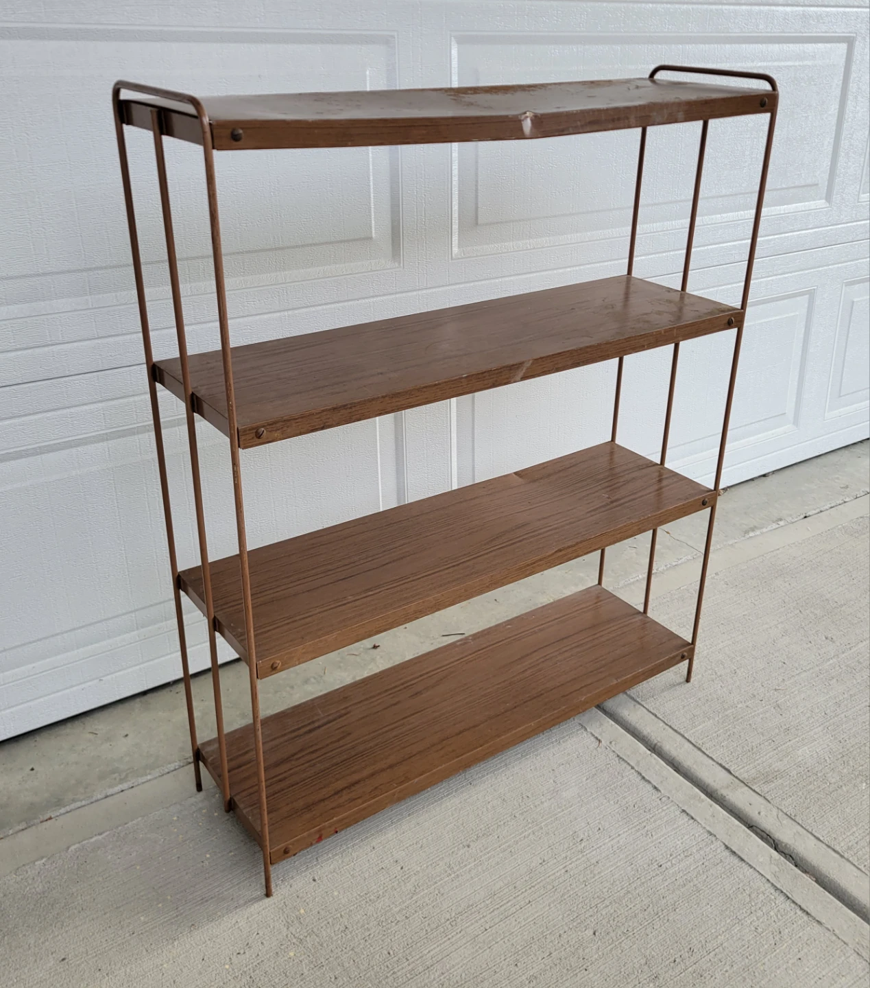 Vintage Mid-Century Metal Four-Tier Shelf / Shelving Unit.