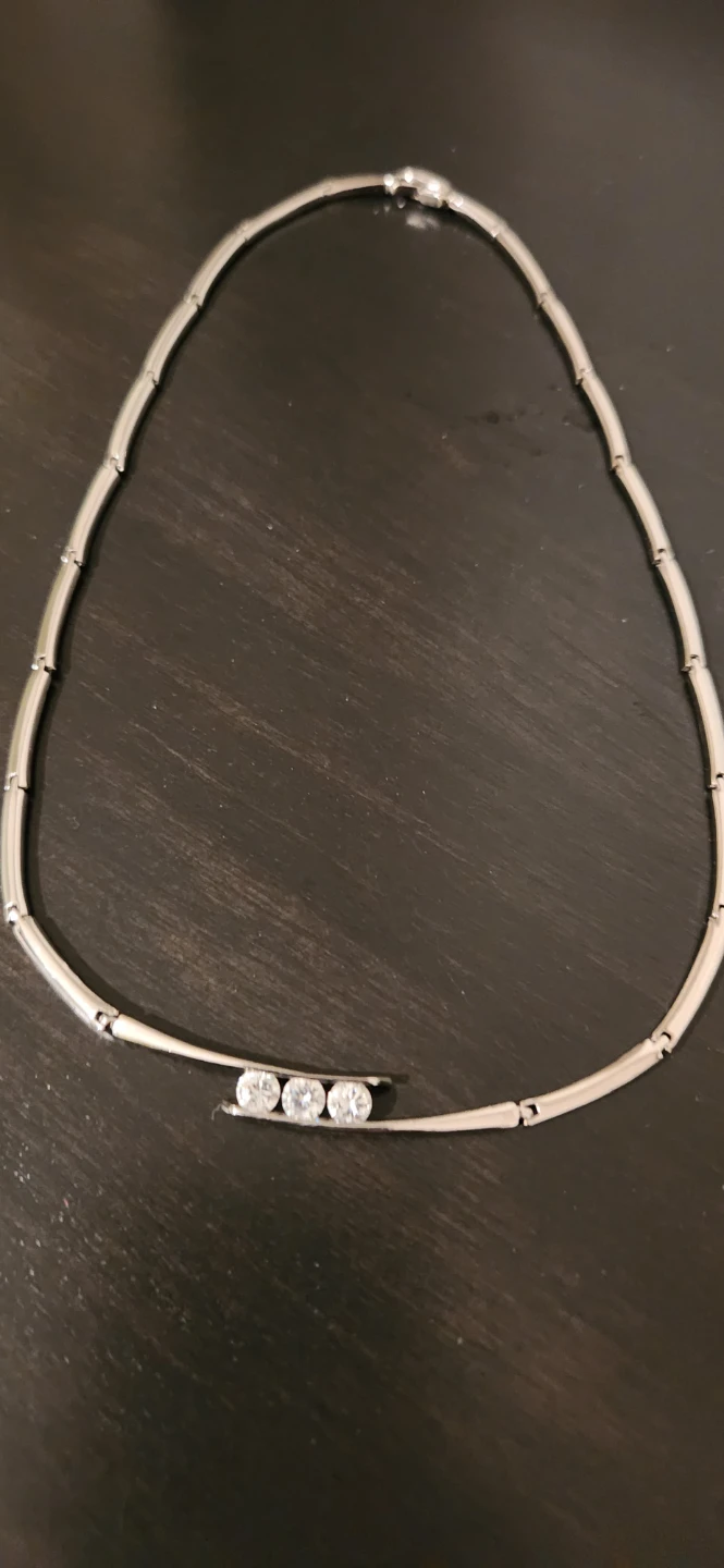 Silver-Tone Necklace with Three Stones