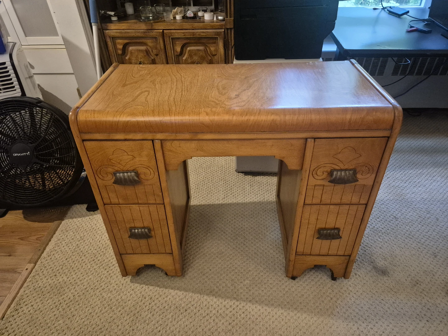 Vintage Oak Vanity Desk