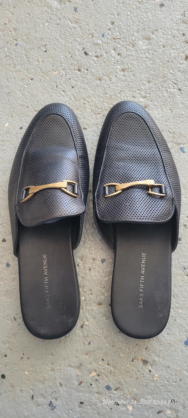 Saks Fifth Avenue Black Perforated Mules