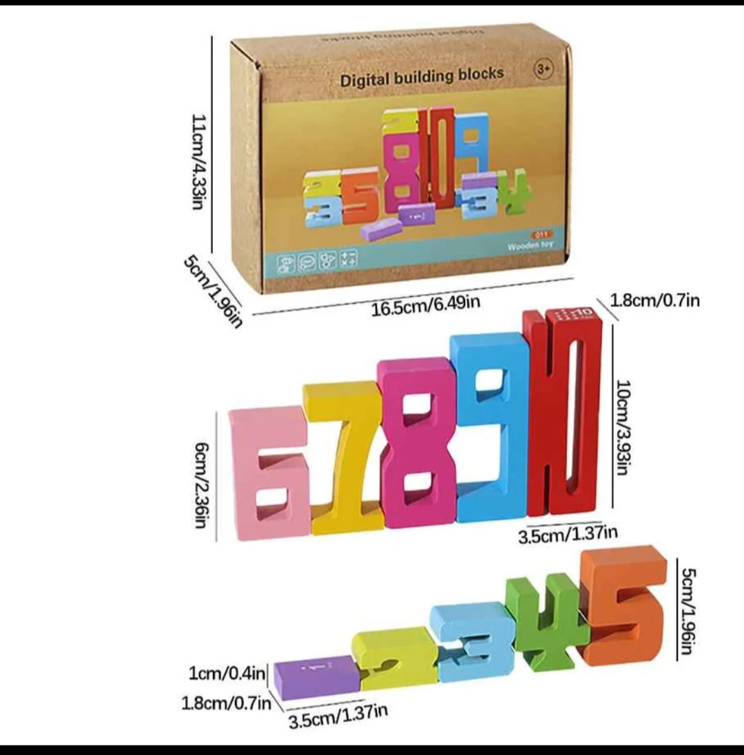🏈Brand New Wooden Number Building Blocks puzzles - photo 4