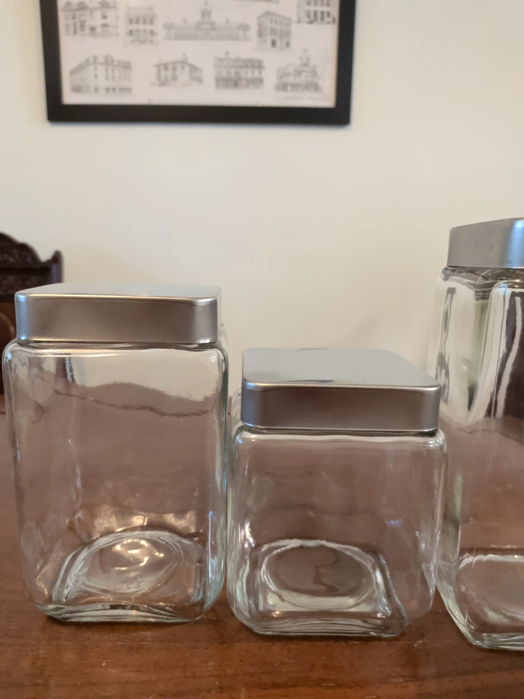 Set of 4 Glass Canisters with Silver Lids - photo 2