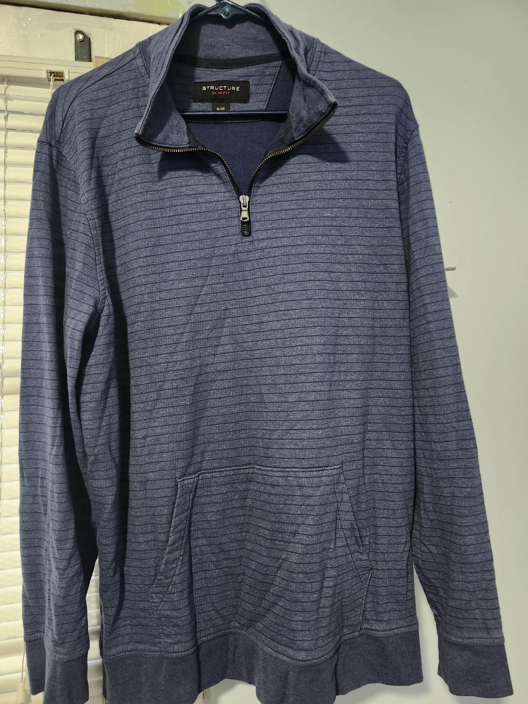 Structure Slim Fit Quarter-Zip Sweater Blue