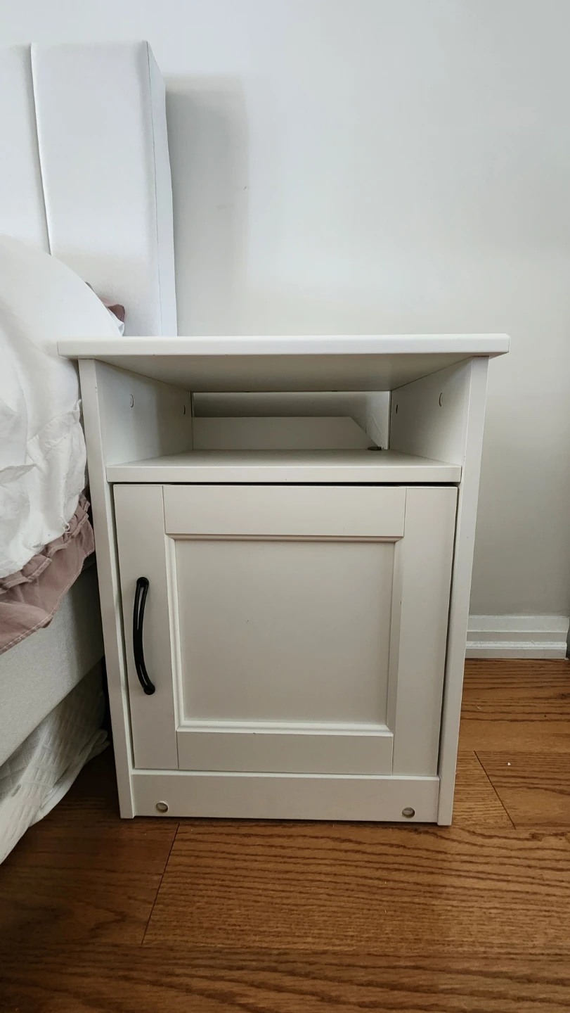 2 White Nightstands with Storage