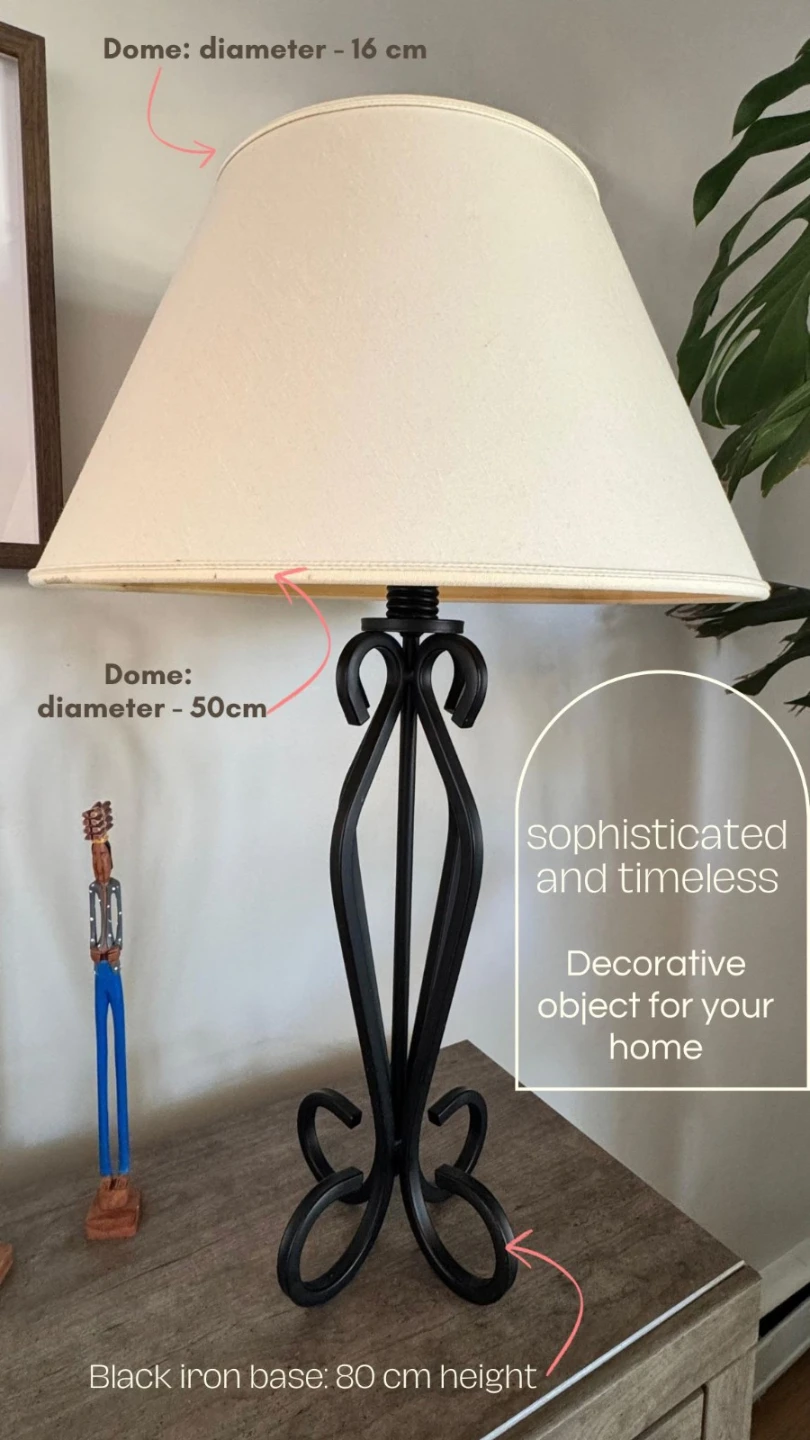 Stunning Vintage Wrought Iron Table Lamp with Shade - photo 4