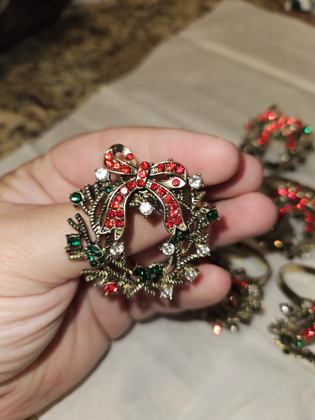 Set of 6 Christmas Wreath Napkin Rings - photo 4
