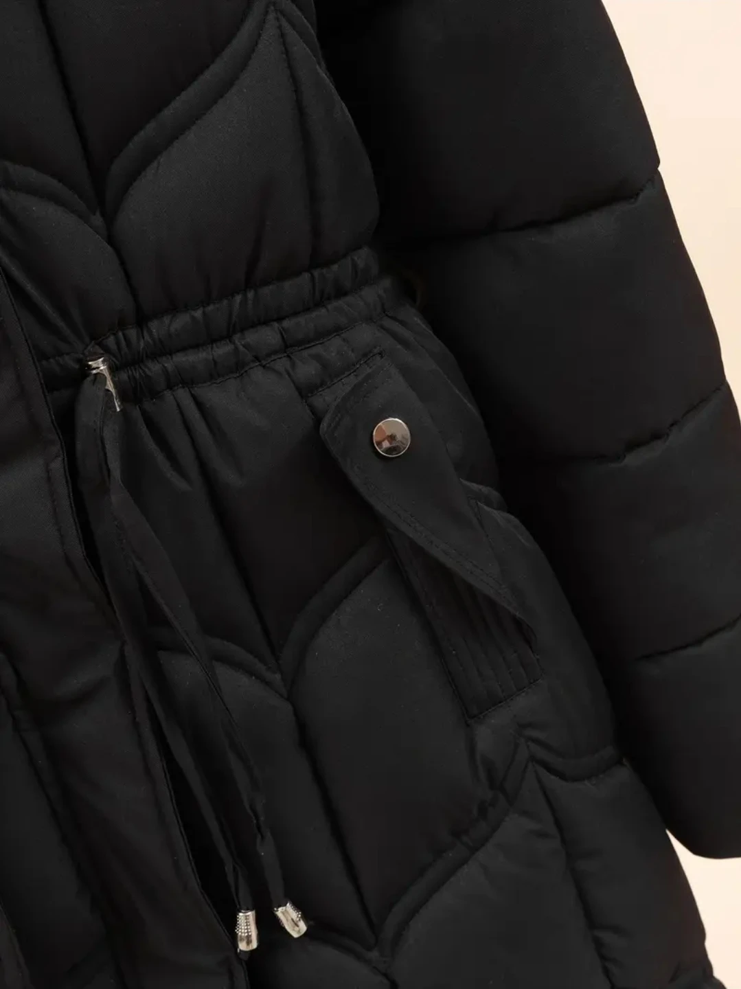 Black Puffer Coat with Faux Fur Hood - photo 5
