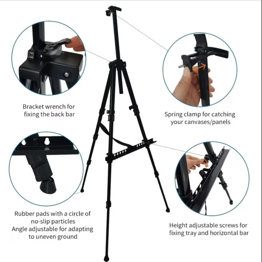 🏈  New Adjustable Black Artist Tripod Easel with Carry Case - photo 3