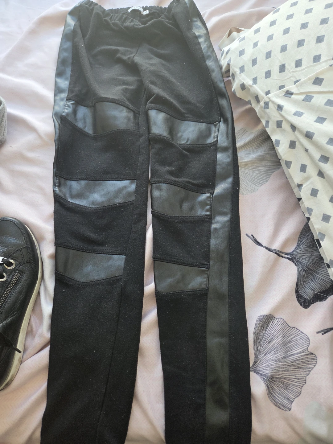 Katie Black Pants with Faux Leather Detailing - photo 4