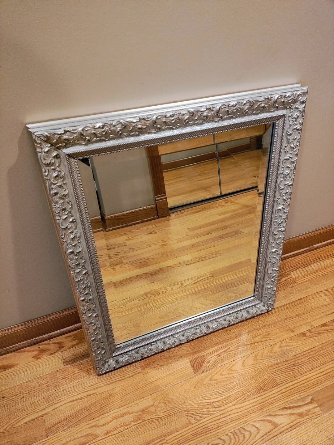 Ornate Silver Framed Wall Mirror - photo 2