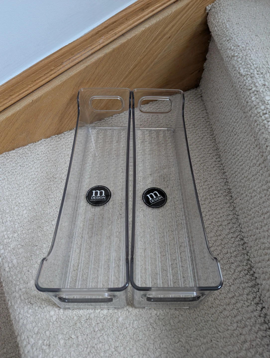 mDesign Slim Stackable Clear Plastic Storage Bins - Set of 4