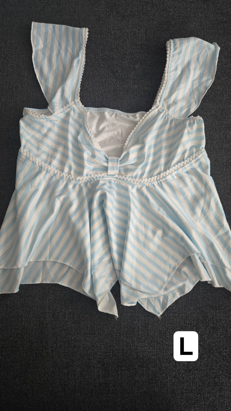 Blue and White Striped Tank Top Size L