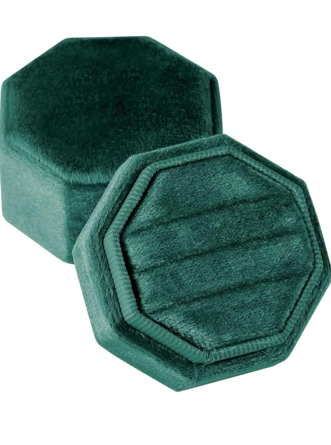 Emerald green velvet ring box