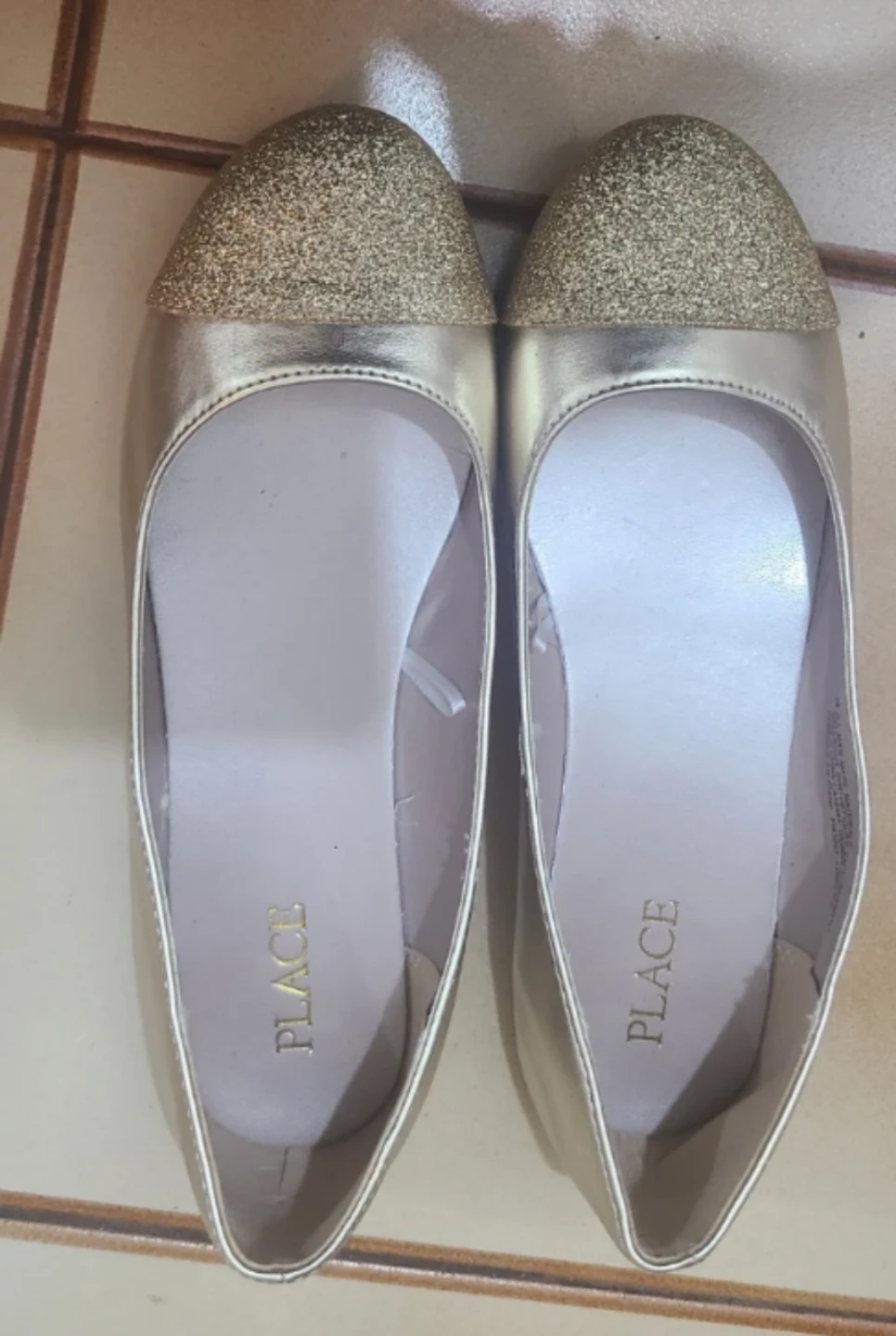 The Children's Place Gold Glitter Ballet Flats