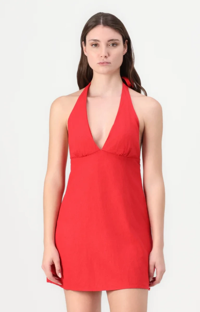 XXS Red Halter Neck Mini Dress
