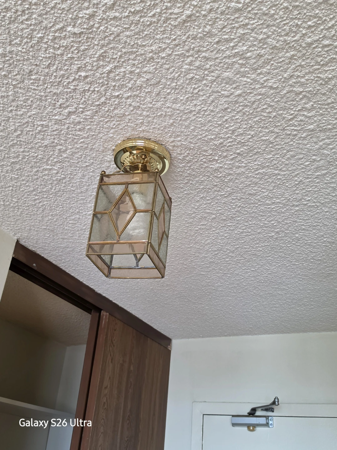 Vintage Brass and Stained Glass Chandelier - photo 2