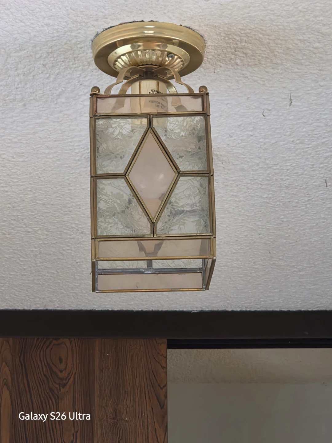 Vintage Brass and Stained Glass Chandelier - photo 4