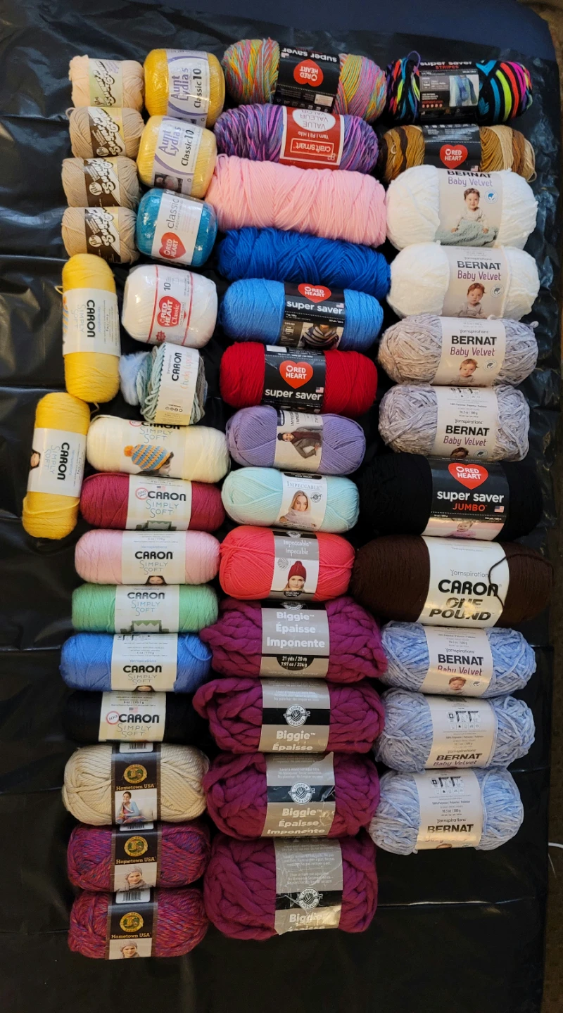 Assorted Craft Yarn Bundle over 55 Pcs new in a bin