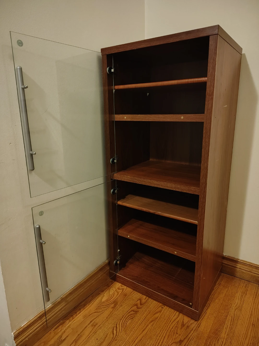 Wood display cabinet with glass doors - photo 5