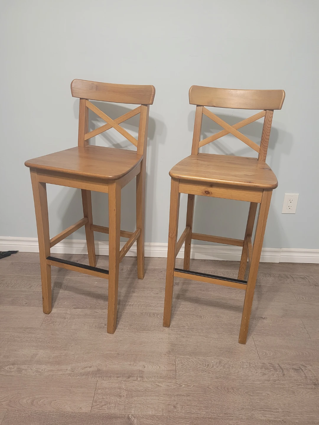 Set of Two Wooden Bar Stools