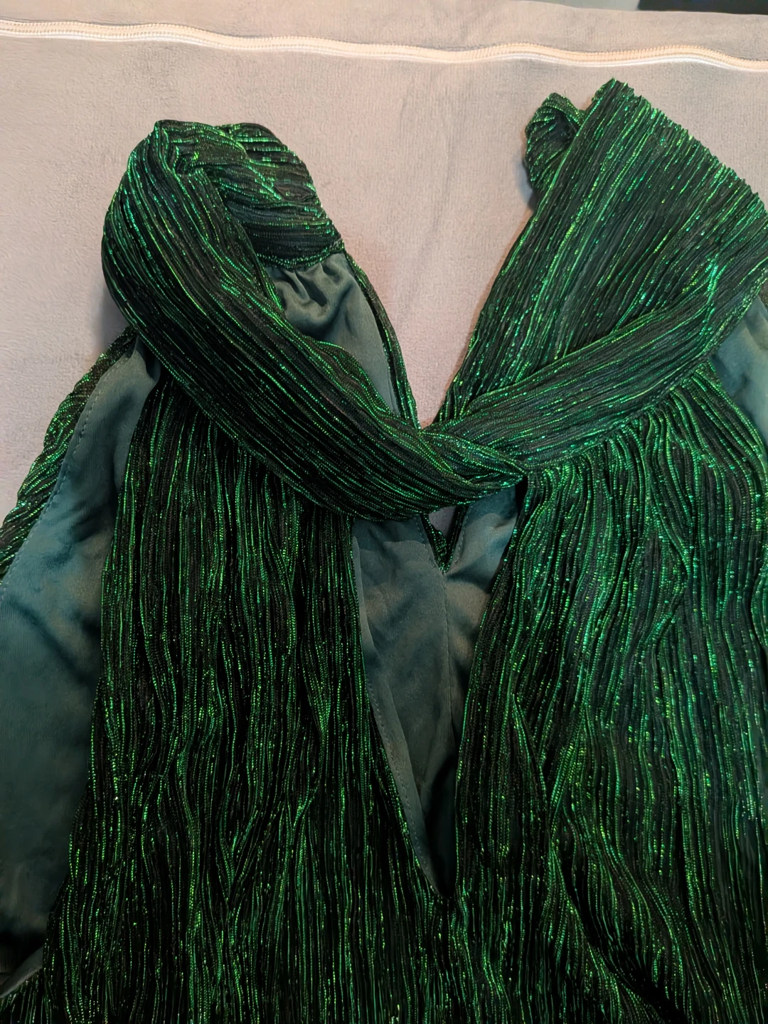 The Limited Green Metallic Pleated Halter Top - photo 2