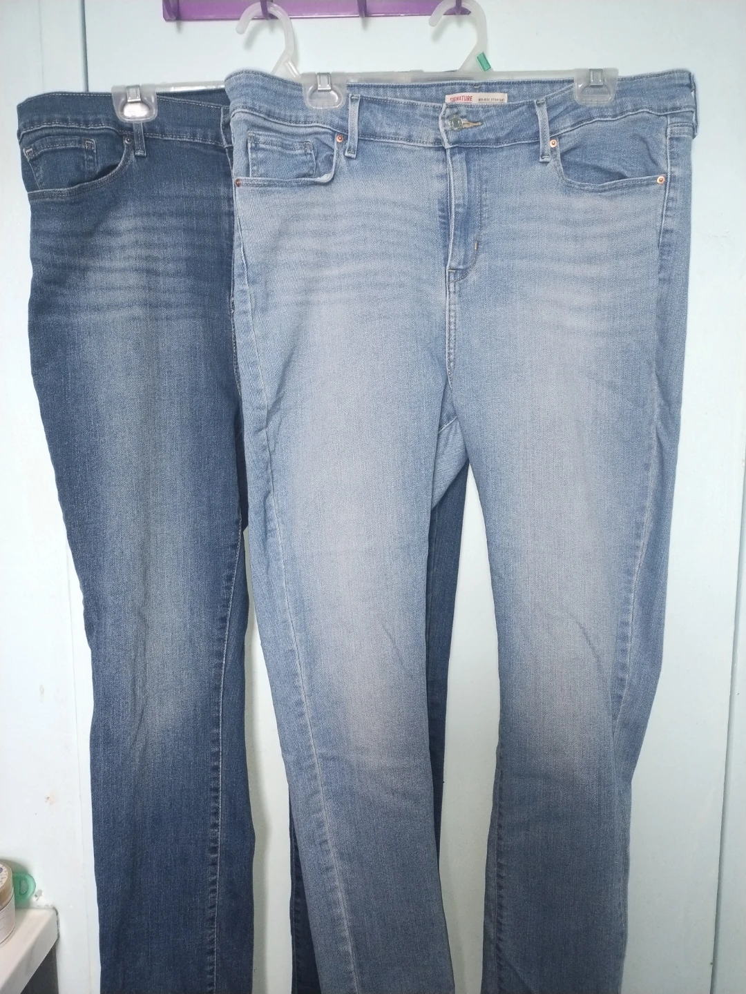 Two pairs of Levi Strauss Signature high-rise straight jeans