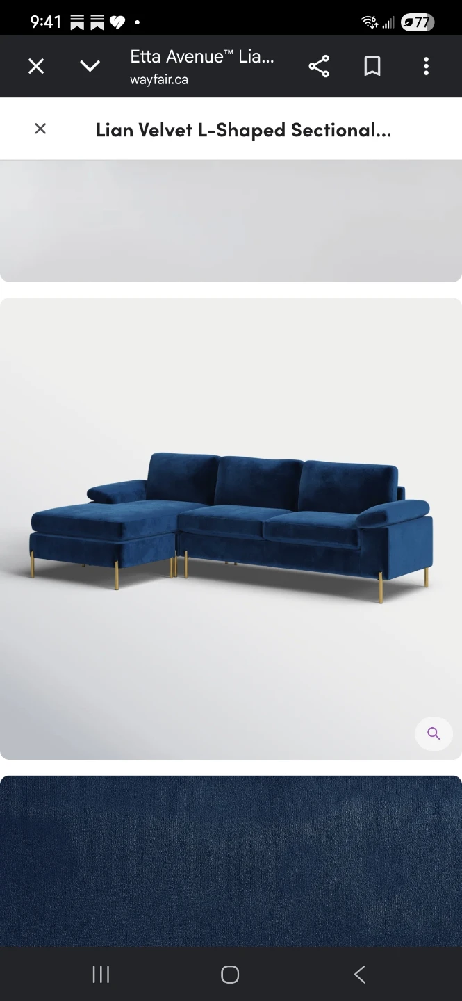 Velvet L-Shaped Sectional Sofa