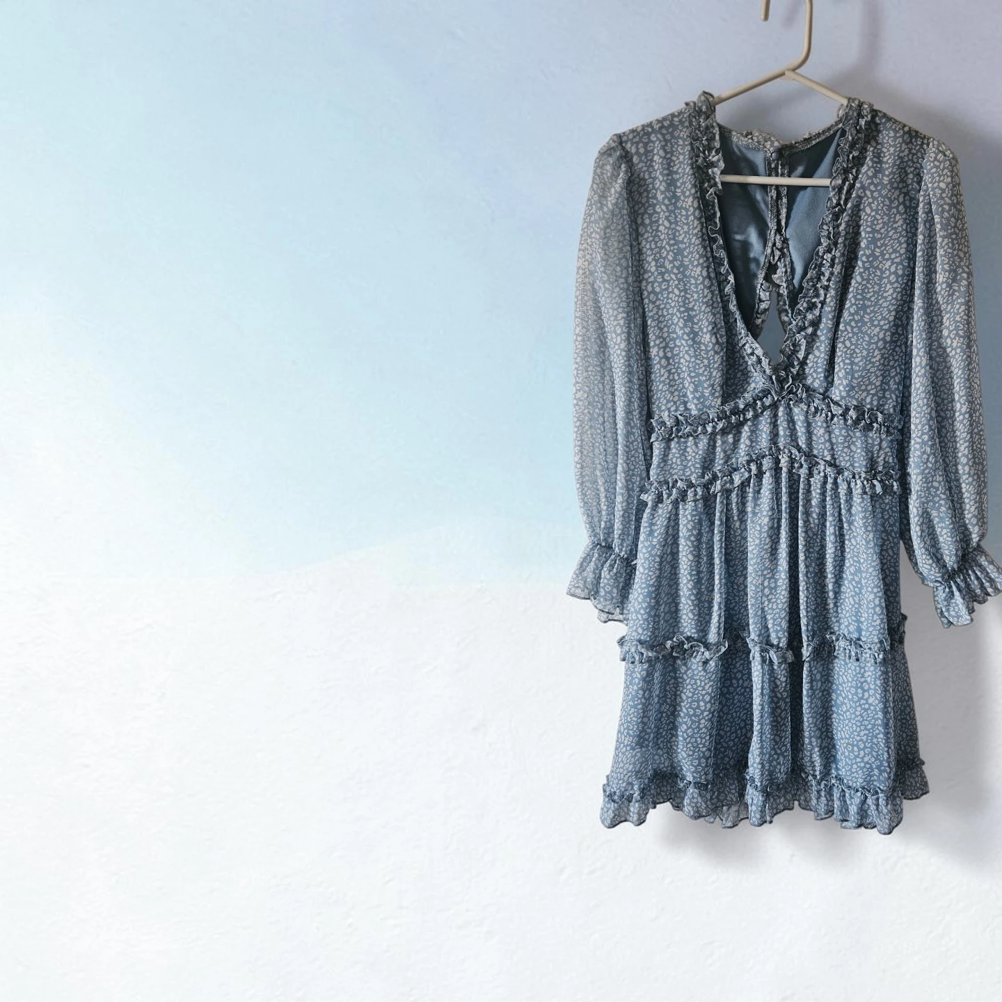 Blue and white animal print dress