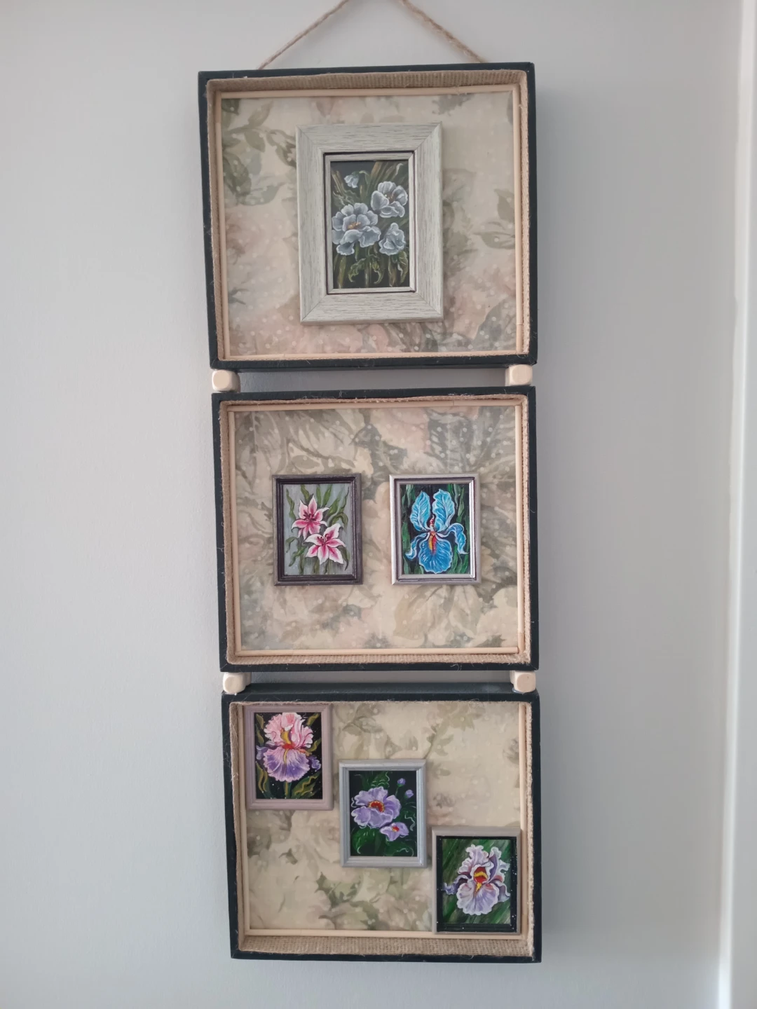 Miniature Framed Floral Paintings Wall Art