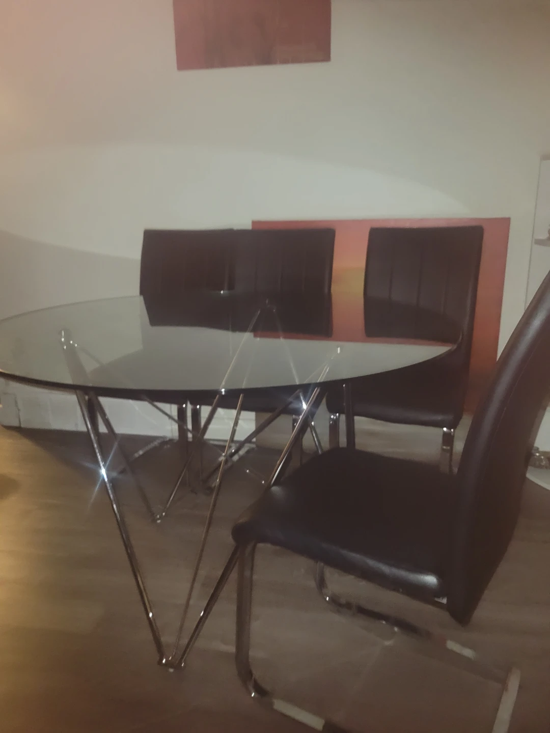 🏈 Glass Dining Table with 4 Chairs