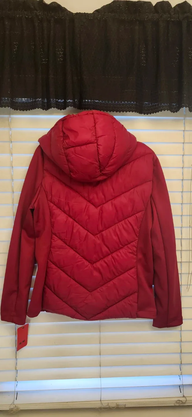 DKNY Red Quilted Hooded Jacket - Medium - photo 4