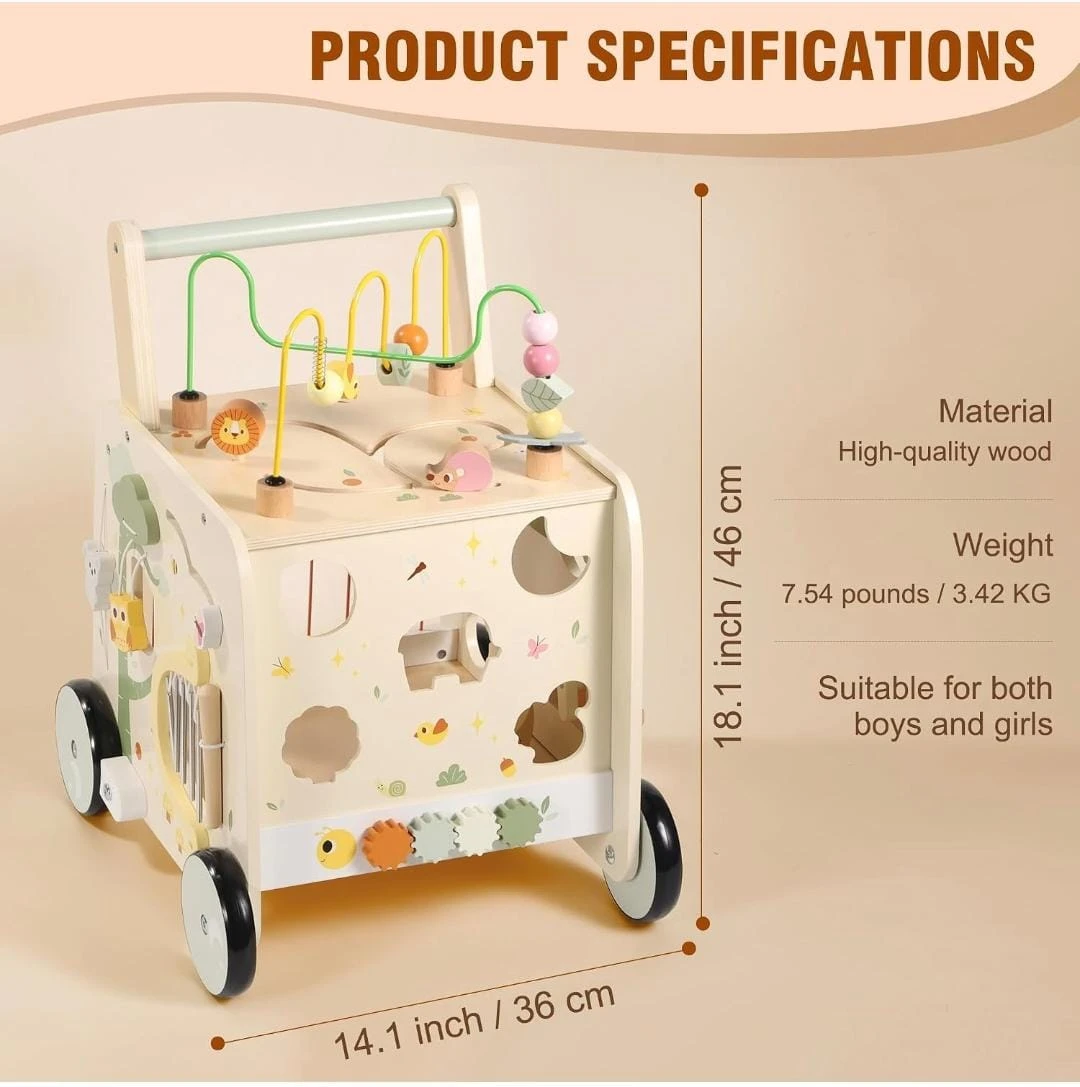 Pithfor Wooden Activity Cube Push Walker - photo 5