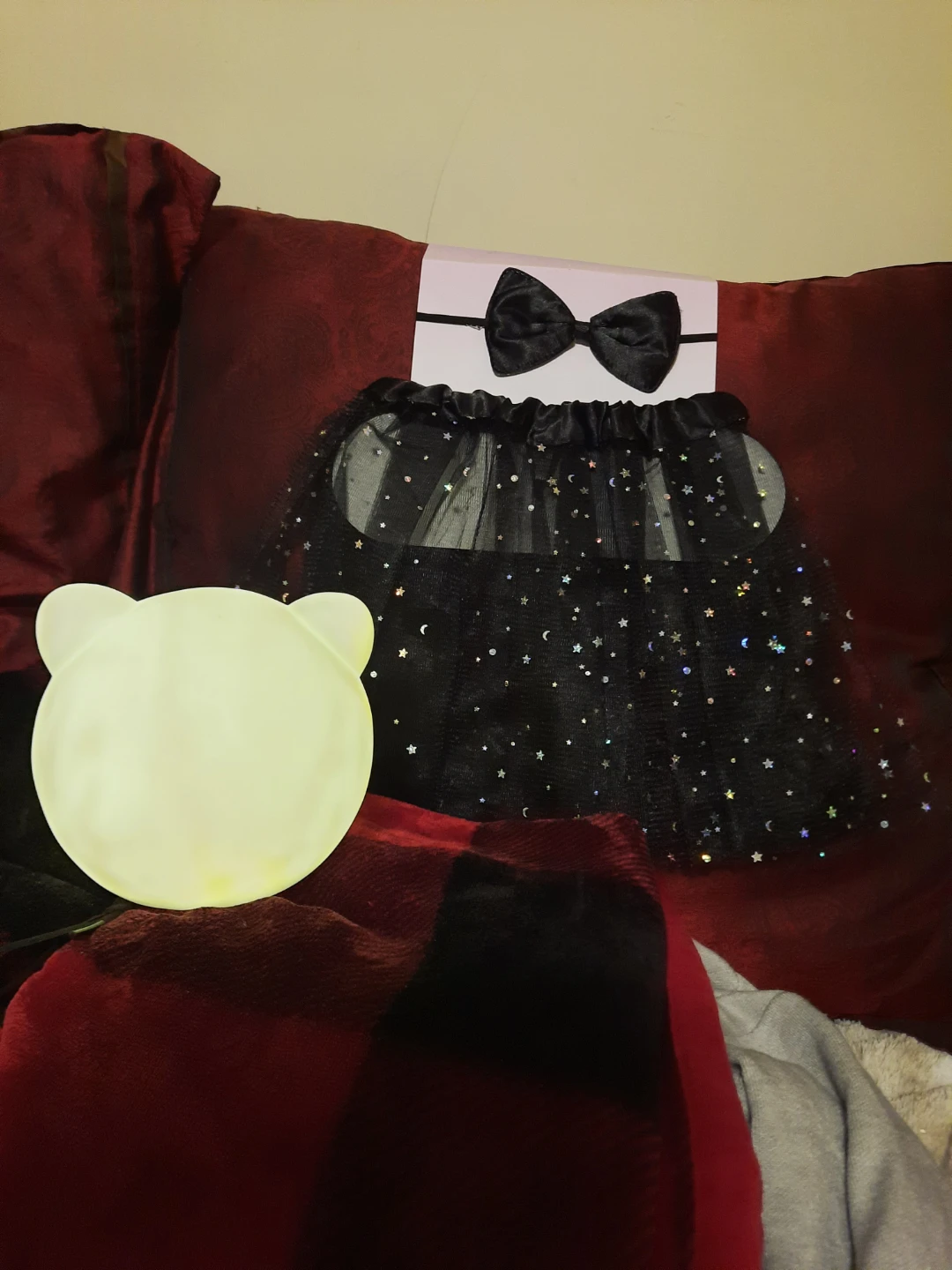 Kids Black Sparkle Tutu Costume Skirt LED BEAR light