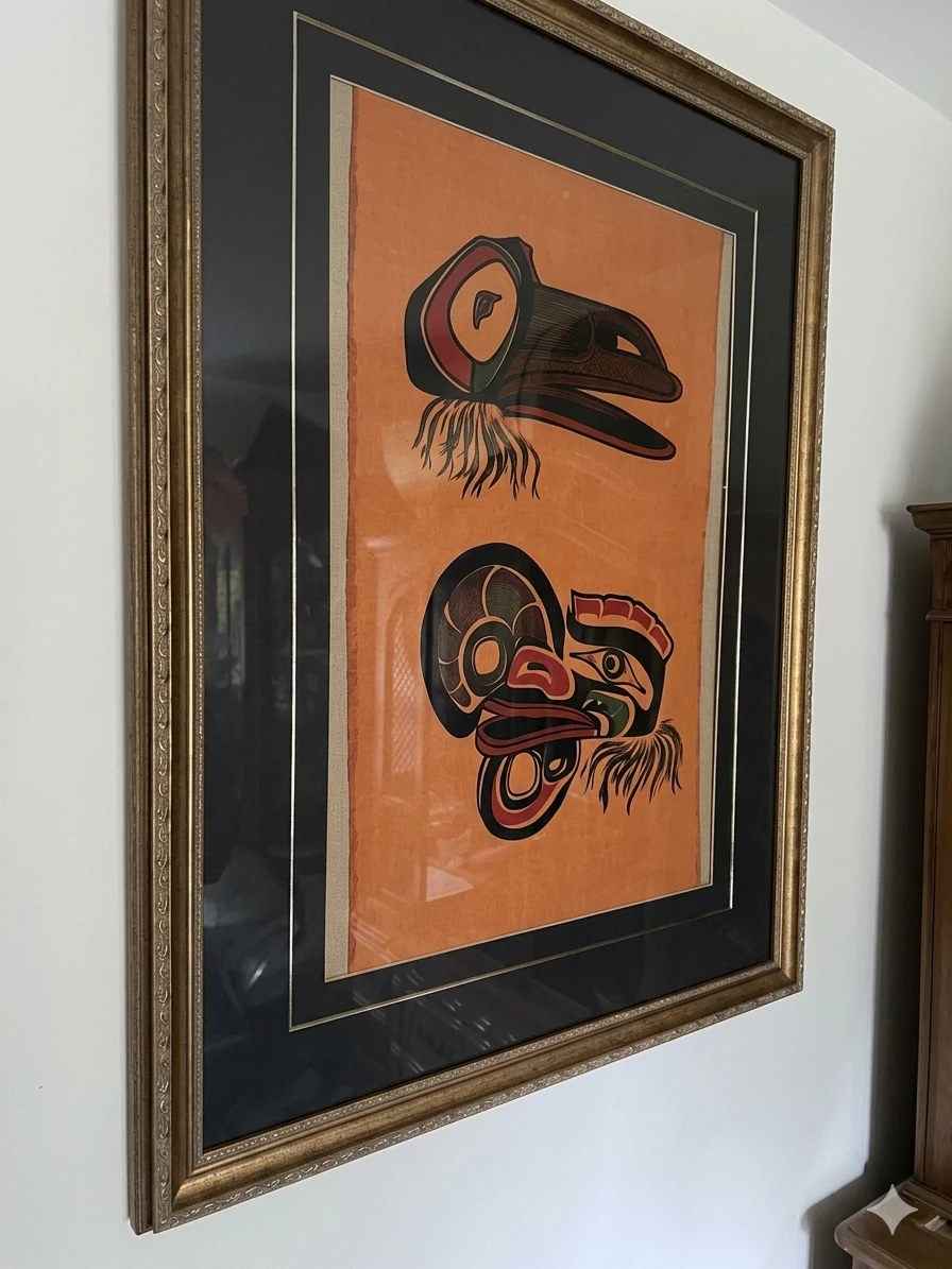 Vng Northwest Coast Indigenous Art Silkscreen Print on Burlap - photo 3