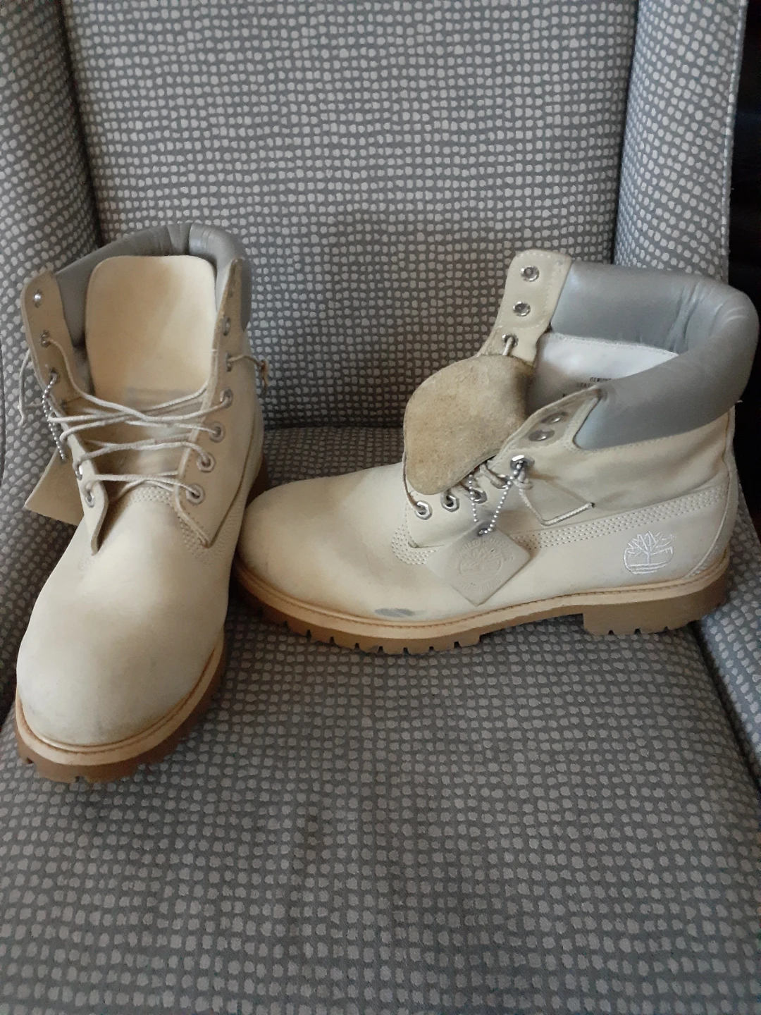Timberland Premium 6-Inch Boots Ivory Vintage Y2K Size US10